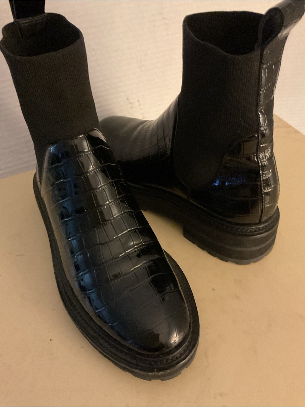 Loeffler Randall women black leather Chelsea combat Bridget boots US 7